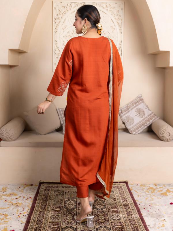 VP 9779 R Rust Gulnaar Elegance Kurta Set